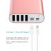 Portable Charger, BONAI 20000mAh Power Bank, 4-Port Output Aluminum Polymer Portable Battery Charger, 4.0A Max Input Compatible with iPhone 11 XR 8 7 6s Galaxy S20 S8 -Rose Gold